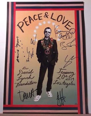 RINGO STARR 2014 DAVID LYNCH FOUNDATION EVENT POSTER SIGNED BY 7 w/ COX RARE 4