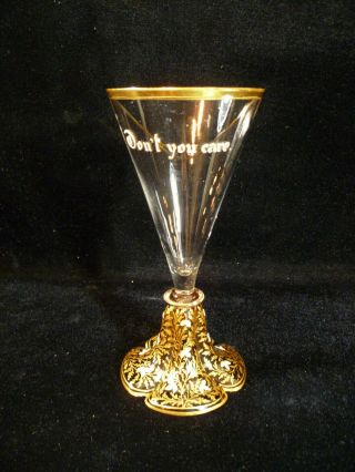 Stunning Moser ‘don’t You Care’ Hand Painted Gilt & Enameled Goblet Circa 1910