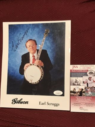 Earl Scruggs Signed Banjo Man 8x10 Photo Jsa Scruggs Style Three Finger Picking