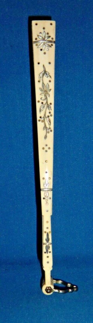 Antique Sparkly Sequinned Tulle Bovine Bone Fan with Case 5