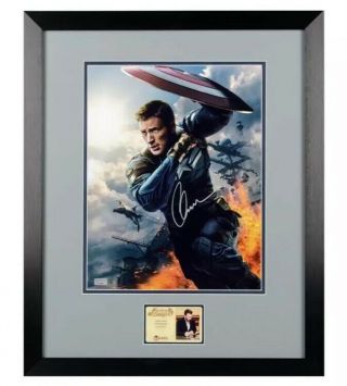 Chris Evans Signed Captain America 11x14 Framed Photo Autograph