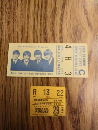 The Beatles 1965 Ticket Stubs ‘shea Stadium,  Hollywood Bowl’ Wow
