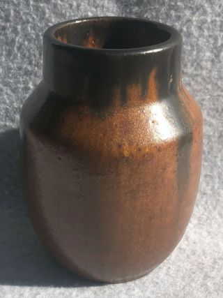 Fulper Pottery No.  017 Shouldered Oviform Vase 4 & 3/8 " Ex Copperdust Glaze