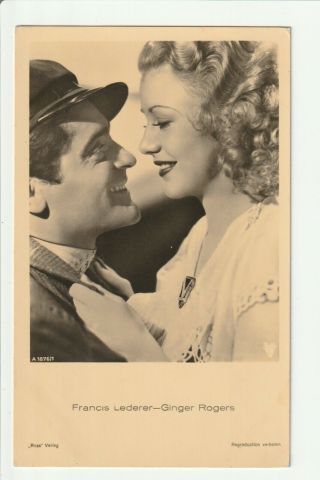 Ginger Rogers & Francis Lederer 1930s Ross Verlag Photo Postcard