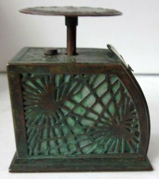 1910 Tiffany Studios York Bronze & Favrile Glass Pine Needle Letter Scale 3