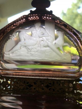 Moser Etched Glass Gilt Brass Mounts Heavily Jeweled Tray Austria Jewelry Box 7