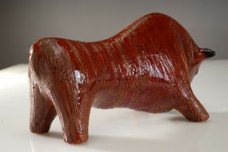 Rare Glaze Aldo Londi for Bitossi Italy Ceramic Pottery Bull 4