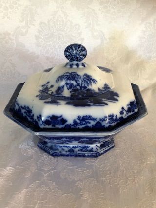 Fabulous Flow Blue “scinde” Covered Vegetable Dish Incredible
