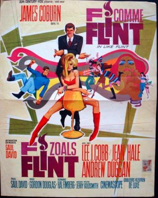 In Like Flint Belgian Movie Poster James Coburn Ray (raymond Elseviers) Art Rare