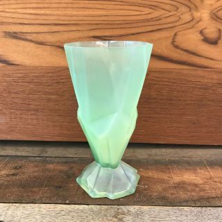 Rare Ruba Rombic Reuben Haley Consolidated Glass Green Footed Tumbler