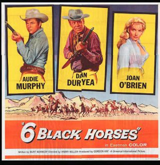 6 Black Horses Large 6 - Sheet Movie Poster Audie Murphy/dan Duryea