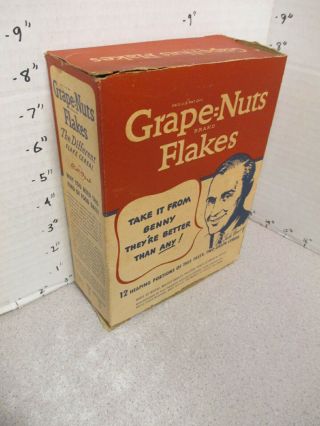 Cereal Box 1930s Post Grape Nut Flakes Jack Benny Cartoon Radio Movie Star