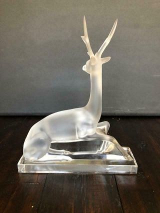 Large Lalique Crystal Sculpture - Stag Deer - Signed,  Authentic 2