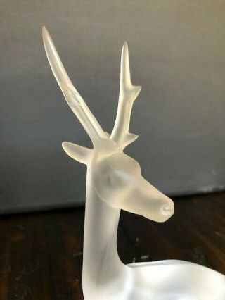 Large Lalique Crystal Sculpture - Stag Deer - Signed,  Authentic 4