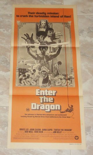 Rare Bruce Lee Enter The Dragon Daybill 1973 Australia Movie Poster
