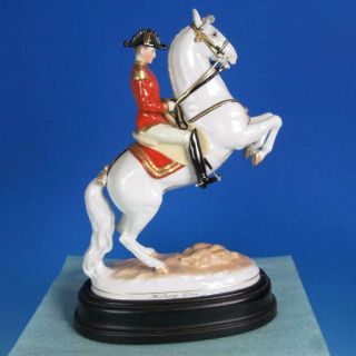 Wien Augarten Austria Porcelain - Courbette - Spanische Horse And Rider Figurine