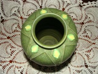 Arts and Clay Jemerick Pottery Matte Green Yellow Bud Art & Crafts Vase 12.  5 In 9