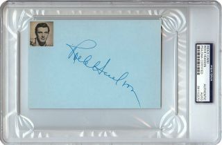Rock Hudson Signed Autographed 4x6 Index Card 1965 Vintage Auto Psa/dna Encased