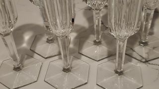 6 Baccarat France Crystal Champagne flutes Glasses Malmaison pattern Signed 2