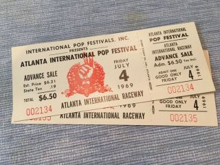 Pair:tickets,  July 4,  1969,  Atlanta Pop Festival