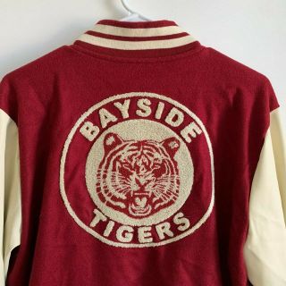 Bayside Tigers Red Letterman Jacket Size L Zack Morris Saved By The Bell Euc