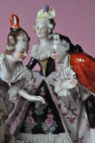 Great Porcelain Volkstedt Dresden Lace Figurine Germany Carriage Figural Group 10