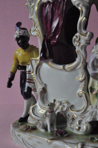 Great Porcelain Volkstedt Dresden Lace Figurine Germany Carriage Figural Group 9