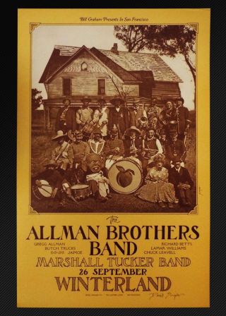 The Allman Brothers Band And Marshall Tucker Band 1973 Concert Poster