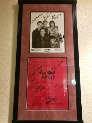 Malcolm In The Middle Cast Autographed Photo And Signed Script 2000