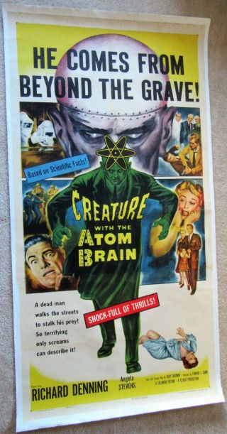 Creature With The Atom Brain 1955 3sht Movie Poster Linen Vg