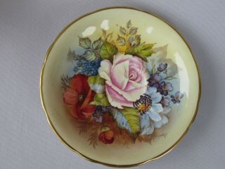 Aynsley Signed J.  A Bailey China Tea Cup & Saucer Cabbage Rose & Flowers 9