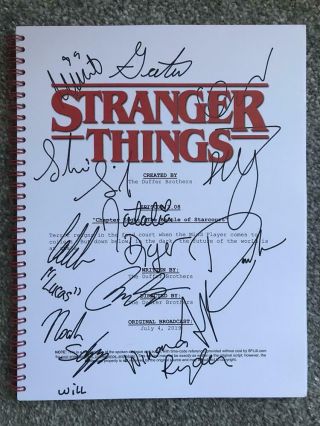 Stranger Things Cast Signed Script Millie Bobby Brown,  Winona Ryder