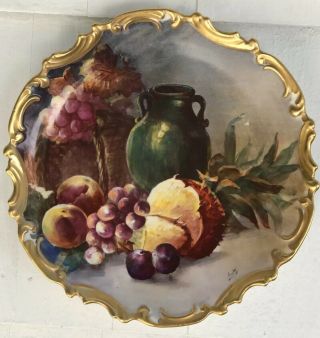 Flambeau Gold Limoges Hand Painted Artist Signed 13” Charger Plate