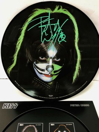 Kiss Signed Peter Criss Gene Simmons Picture Disc 2006 Solo Album Not Aucoin