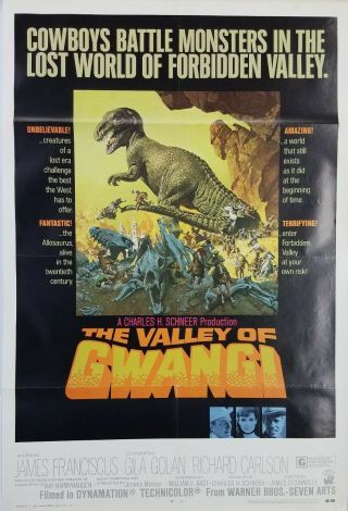 1969 The Valley Of Gwangi 1 Sheet Movie Poster Dinosaurs 41 " X 27 "