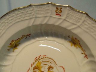 SET 6 EXQUISITE MEISSEN EMBOSSED YELLOW DRAGON & RED DOT ACCENT 9.  25 