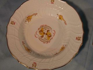 SET 6 EXQUISITE MEISSEN EMBOSSED YELLOW DRAGON & RED DOT ACCENT 9.  25 