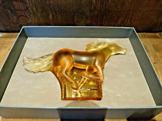 Stunning Lalique Amber Kazak galloping horse - Boxed and Signed 2