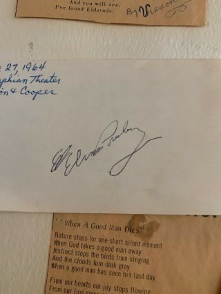 December 27th 1964 Elvis Presley Autograph from The Memphis theater. 11