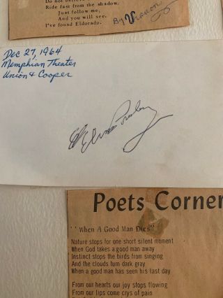 December 27th 1964 Elvis Presley Autograph From The Memphis Theater.