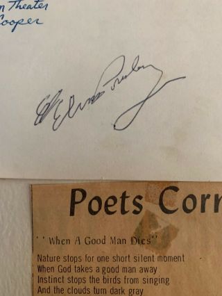 December 27th 1964 Elvis Presley Autograph from The Memphis theater. 2