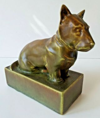 1934 Rookwood Art Pottery Scottie Dog Bookend Paperweight 6449 Greenish Brown