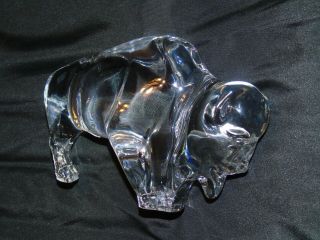 FLAWLESS Stunning BACCARAT Crystal BISON BUFFALO BULL Figurine MASSIVE Sculpture 2