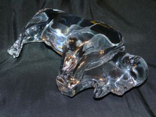 FLAWLESS Stunning BACCARAT Crystal BISON BUFFALO BULL Figurine MASSIVE Sculpture 8