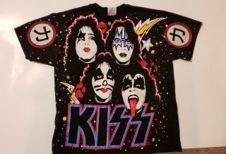 1992 Kiss Vintage Rare Winterland Chikara Rock Express All Over Print T - Shirt L