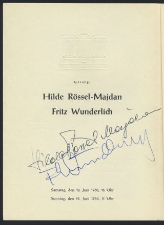 Fritz Wunderlich,  Hilde RÖssel - Majdan (opera) : Signed Mahler Program