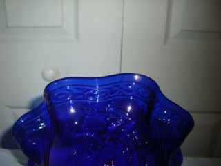 Fenton Cobalt Blue Dancing Ladies Ruffled Rim Footed Vase 7