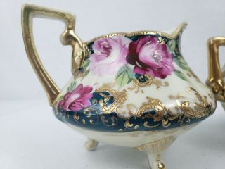 Antique 1800s Nippon Handpainted Tea Set Pitcher Sugar Creamer 5 Cups 5 Saucers 11