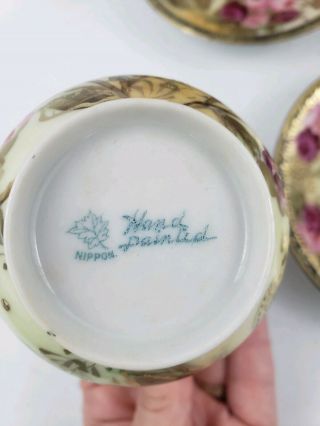 Antique 1800s Nippon Handpainted Tea Set Pitcher Sugar Creamer 5 Cups 5 Saucers 4
