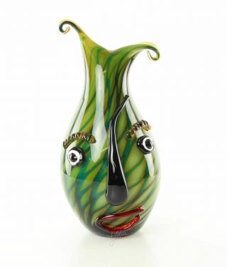 Sensational Huge Multi Sommerso Tribute To Picasso Art Glass Face Vase - Fabio
